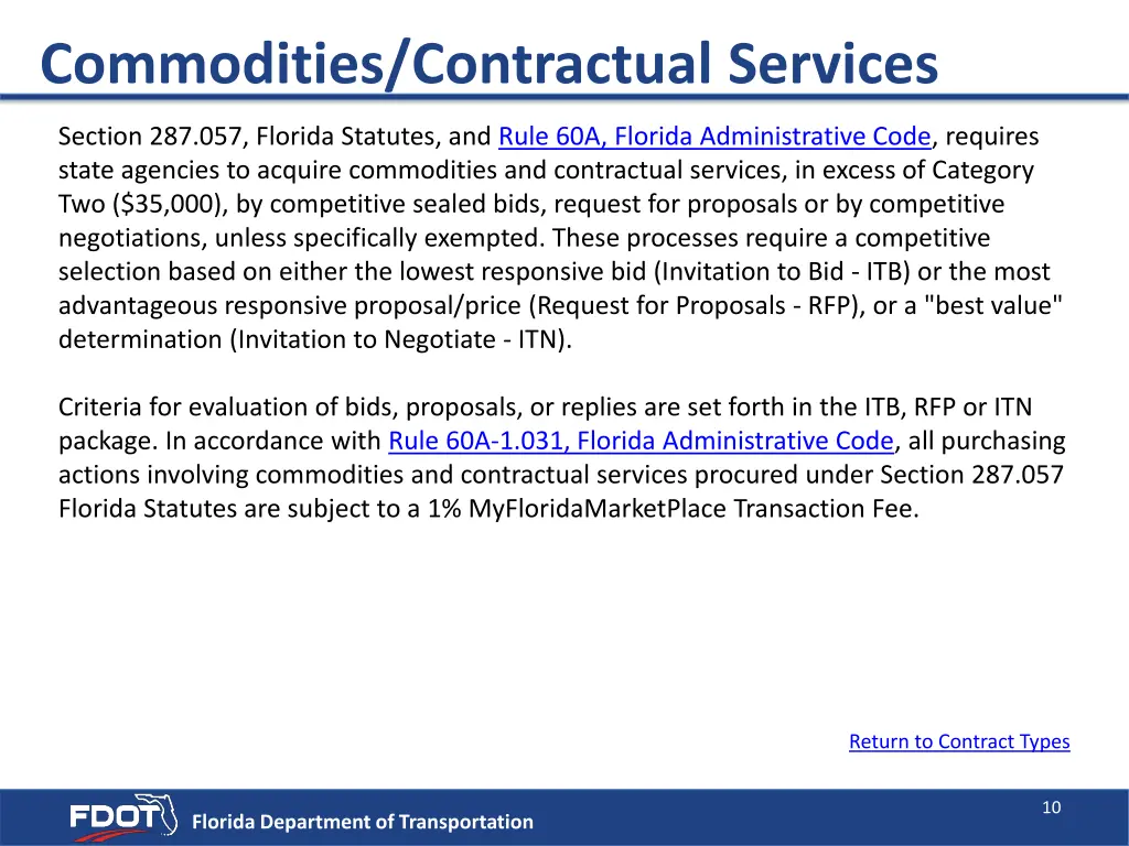 commodities contractual services