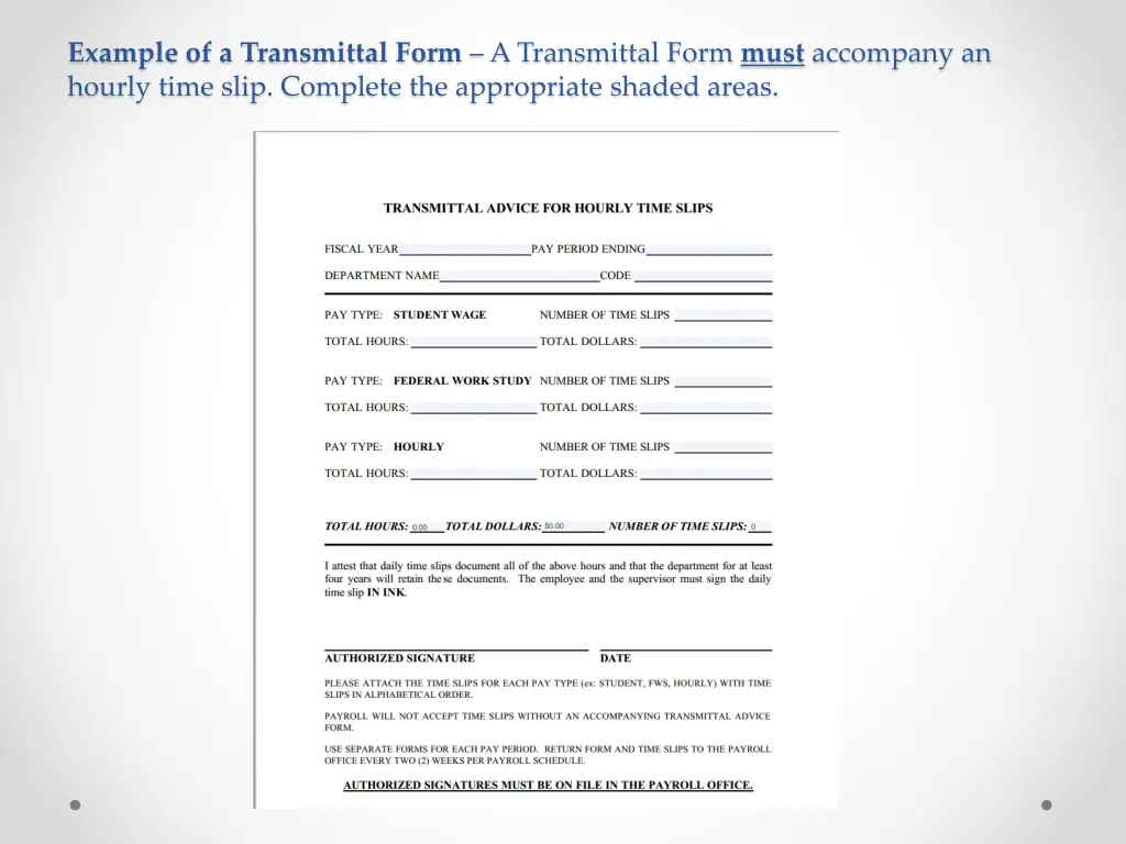 example of a transmittal form a transmittal form