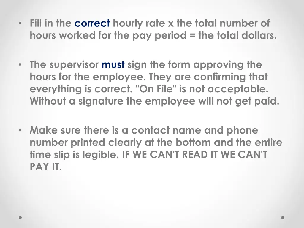 fill in the correct hourly rate x the total