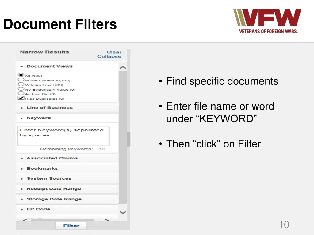 document filters