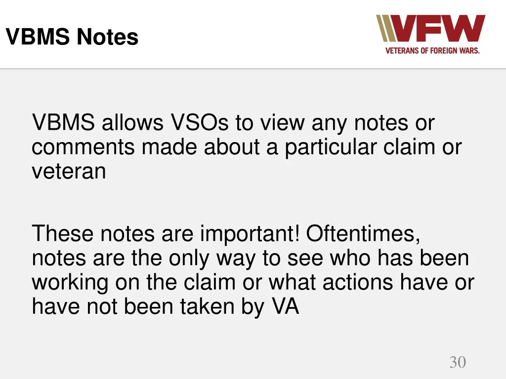 vbms notes