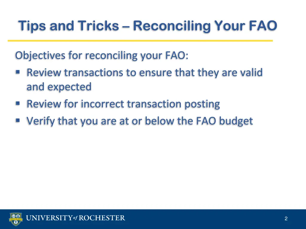 tips and tricks reconciling your fao