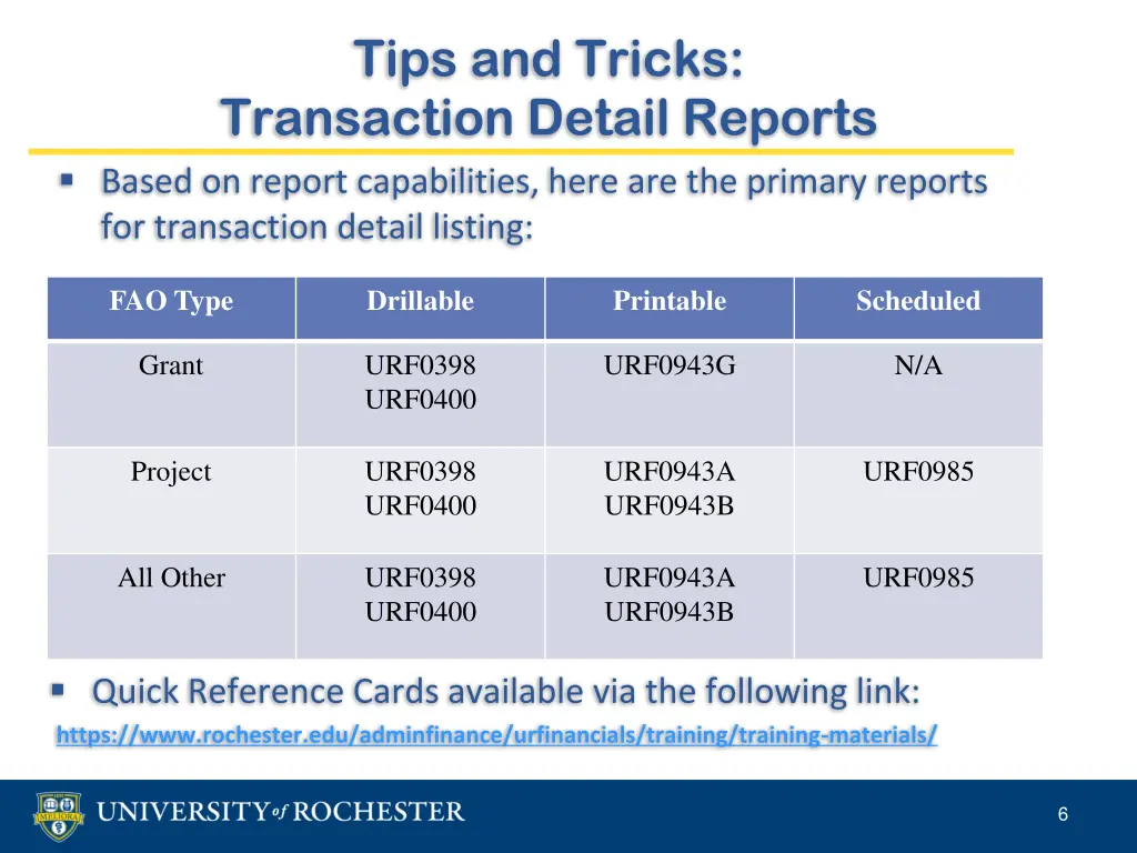 tips and tricks transaction detail reports based