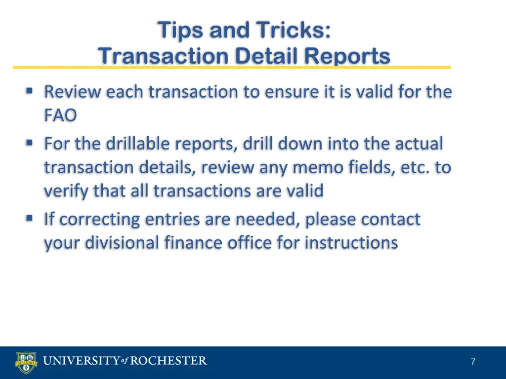 tips and tricks transaction detail reports