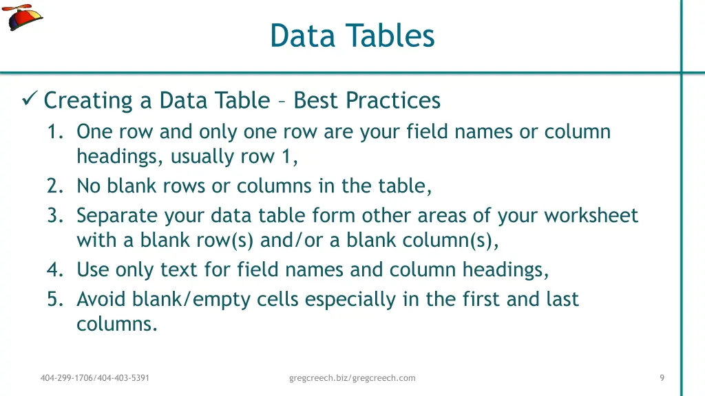 data tables