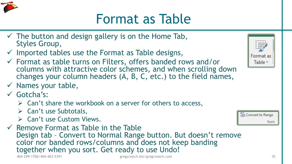 format as table