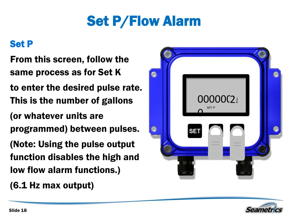 set p flow alarm set p flow alarm 2