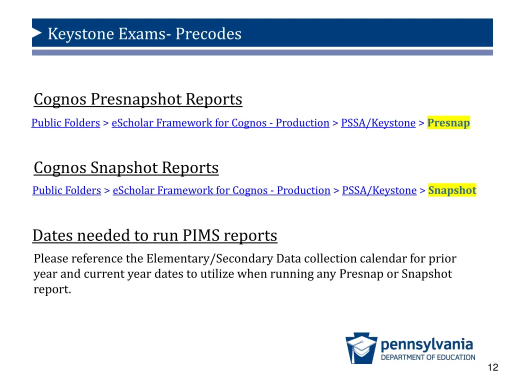 keystone exams precodes 10