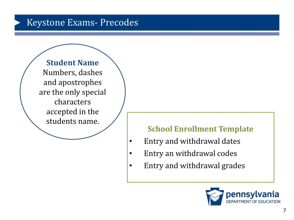 keystone exams precodes 5