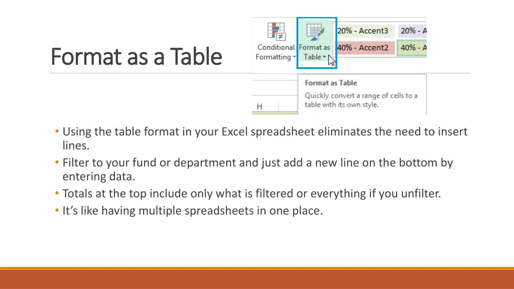 format as a table format as a table