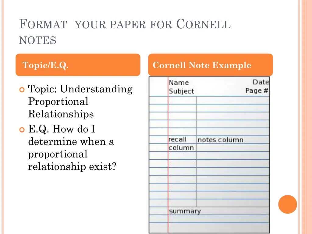 f ormat your paper for c ornell notes