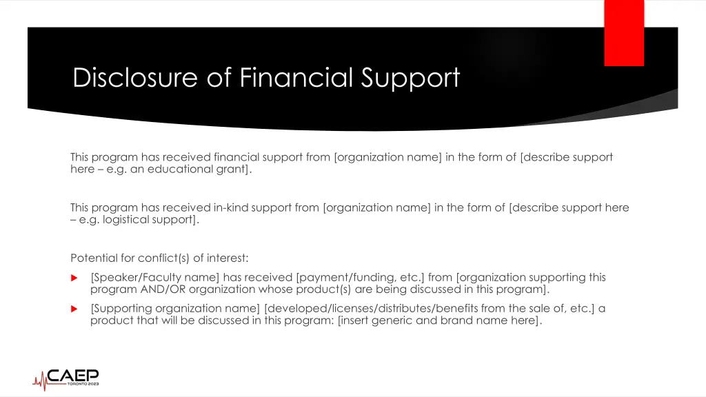 disclosure of financial support