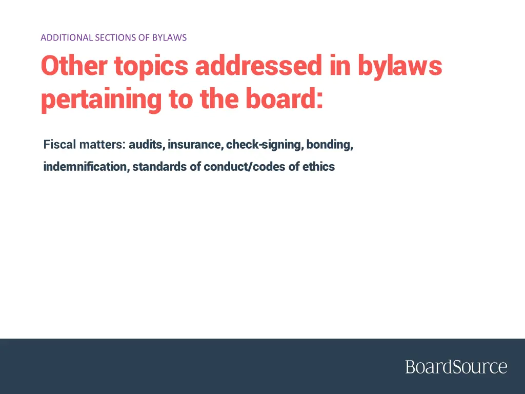 additional sections of bylaws