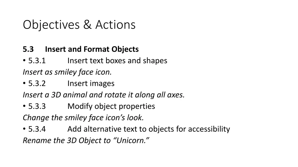 objectives actions 11