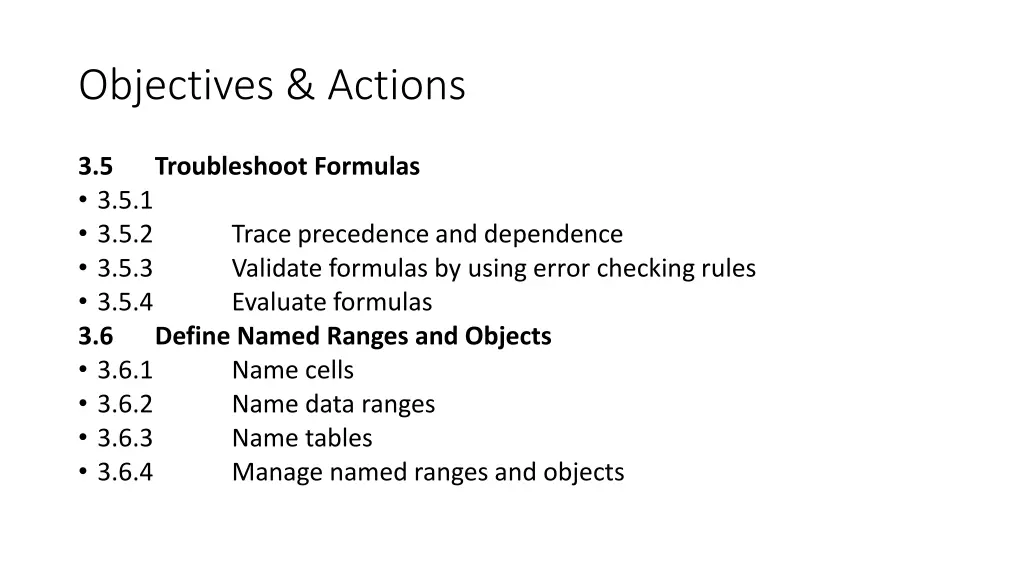 objectives actions 22