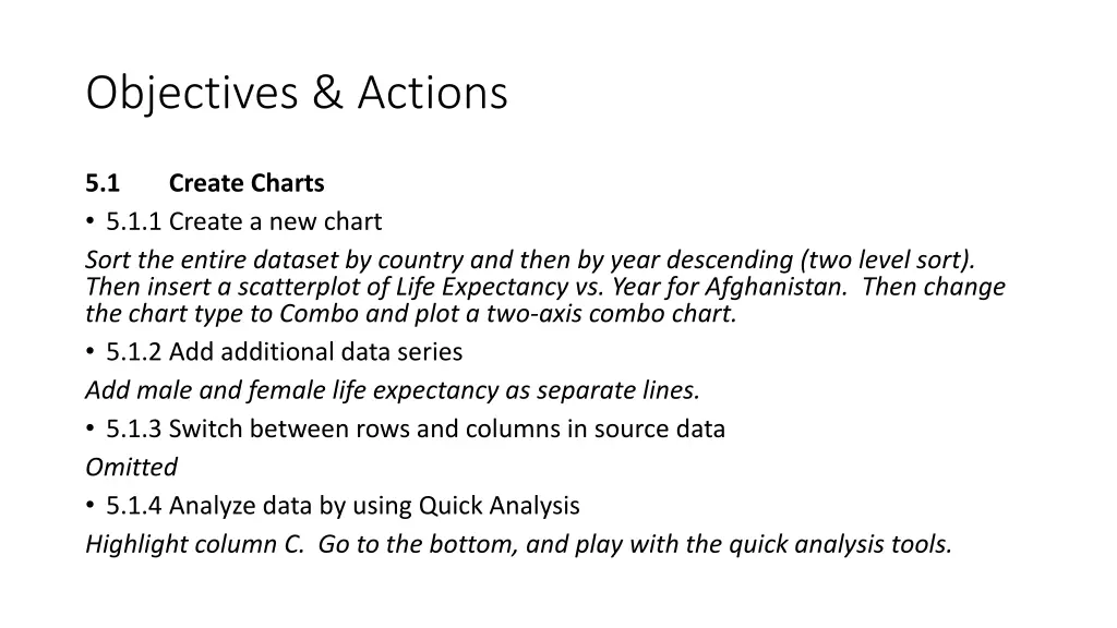 objectives actions 9