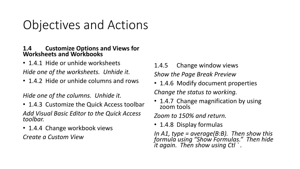 objectives and actions 3