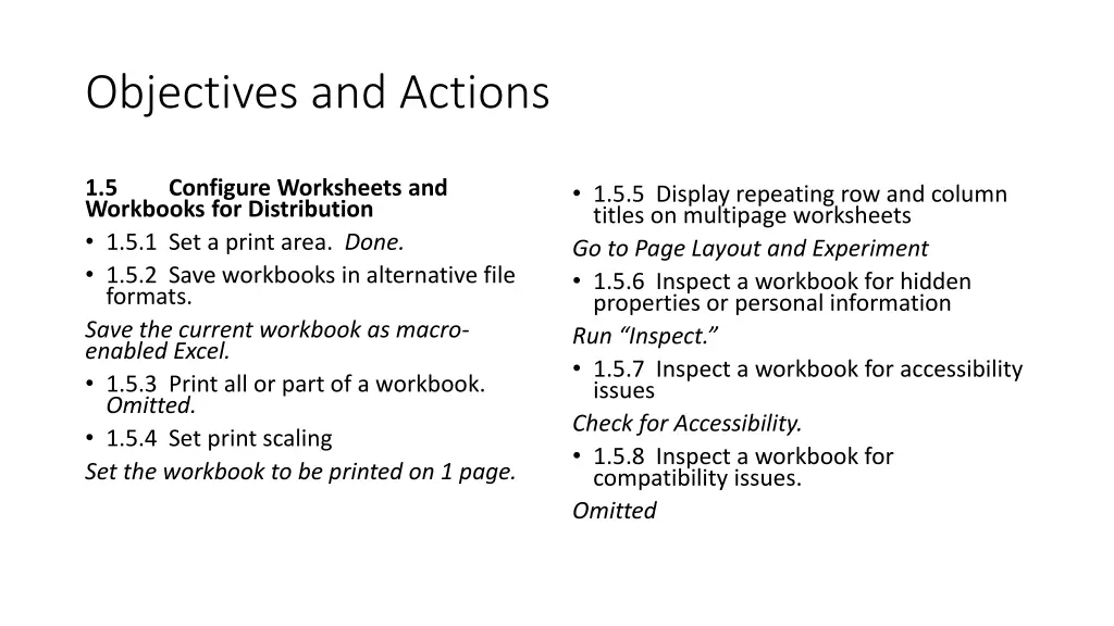 objectives and actions 4