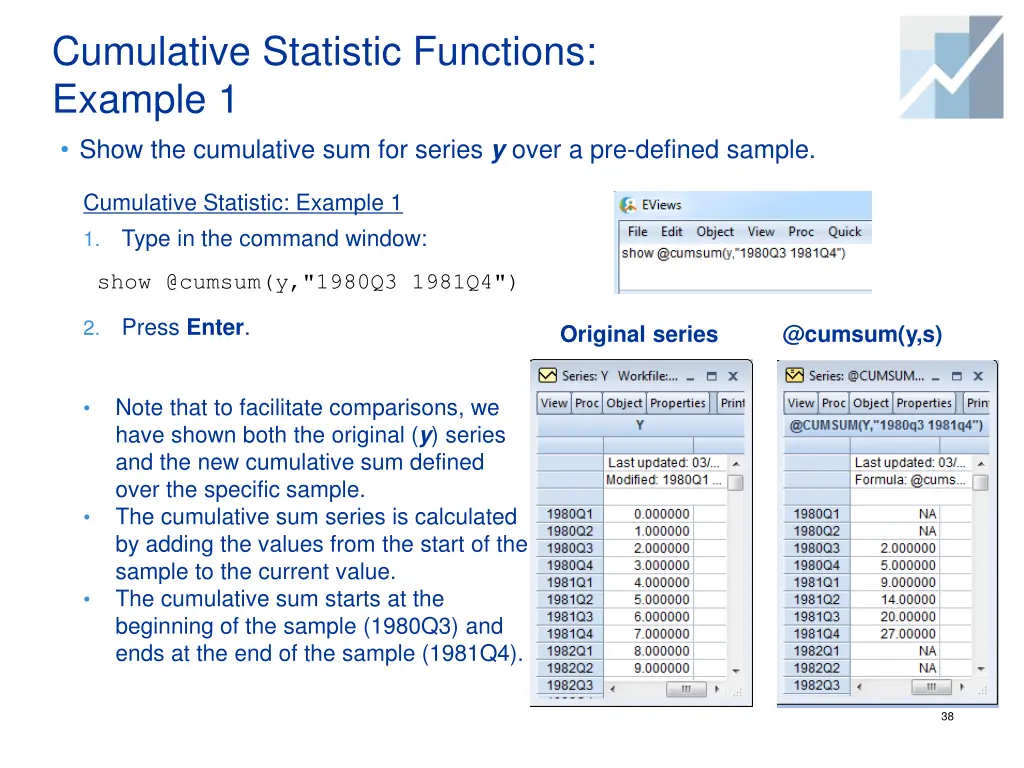 cumulative statistic functions example 1 show