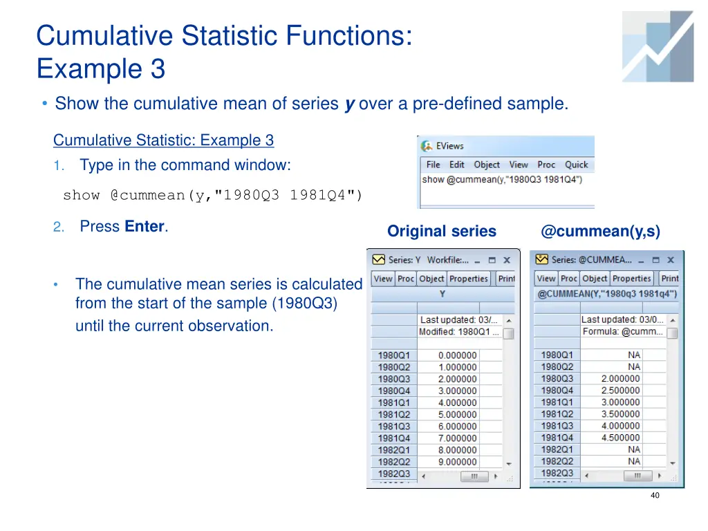 cumulative statistic functions example 3 show