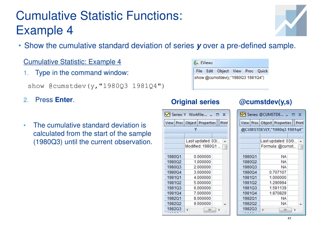 cumulative statistic functions example 4 show