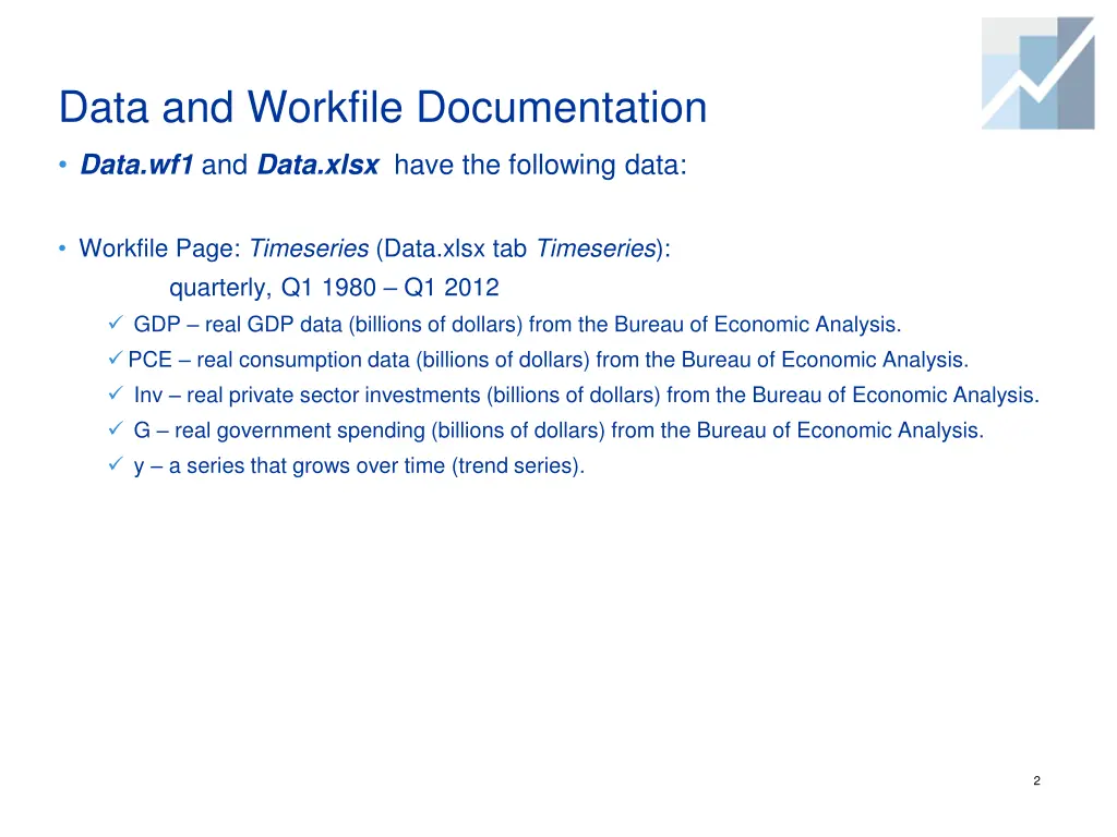 data and workfile documentation