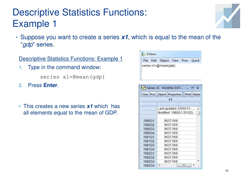 descriptive statistics functions example 1