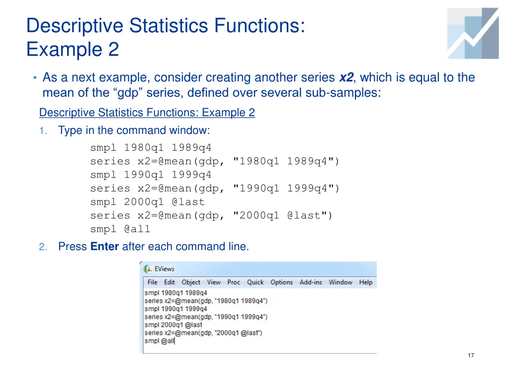 descriptive statistics functions example 2