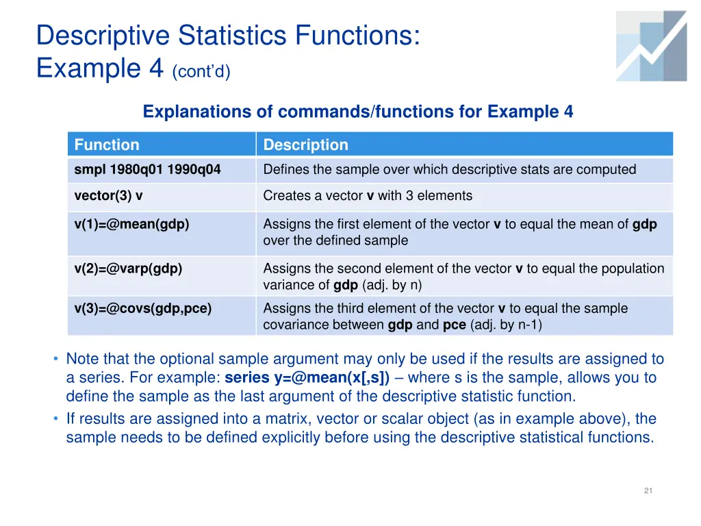 descriptive statistics functions example 4 cont d