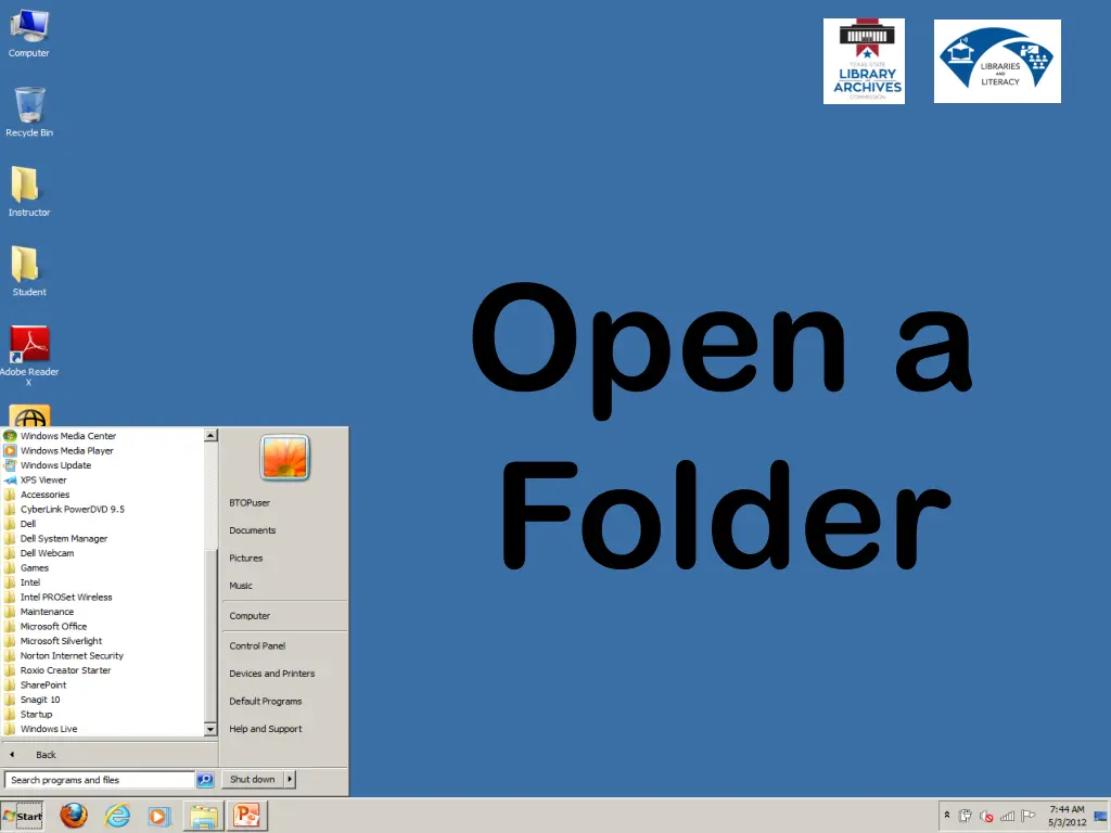 open a folder