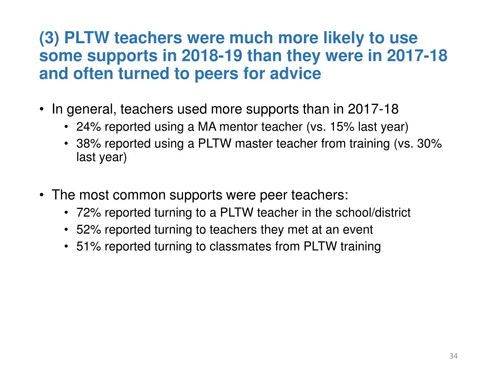 3 pltw teachers were much more likely to use some