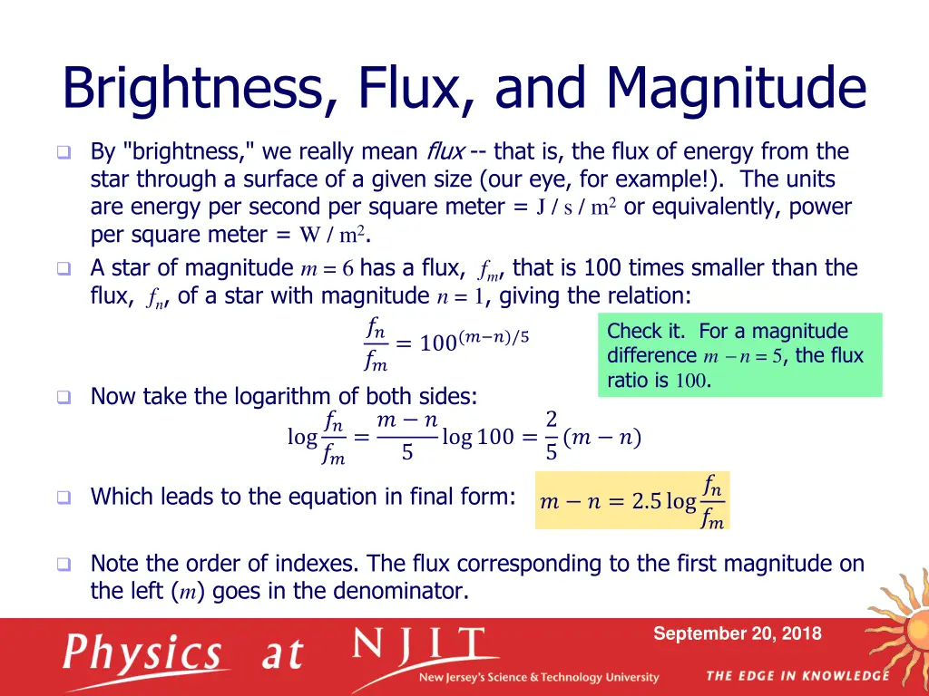 brightness flux and magnitude