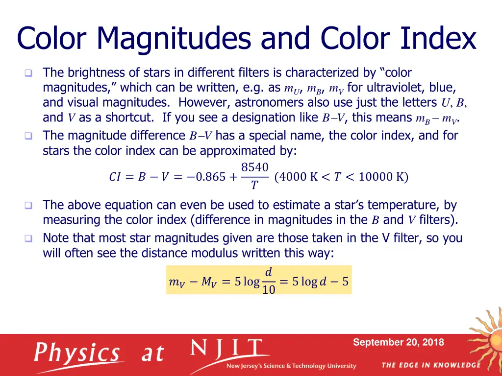 color magnitudes and color index