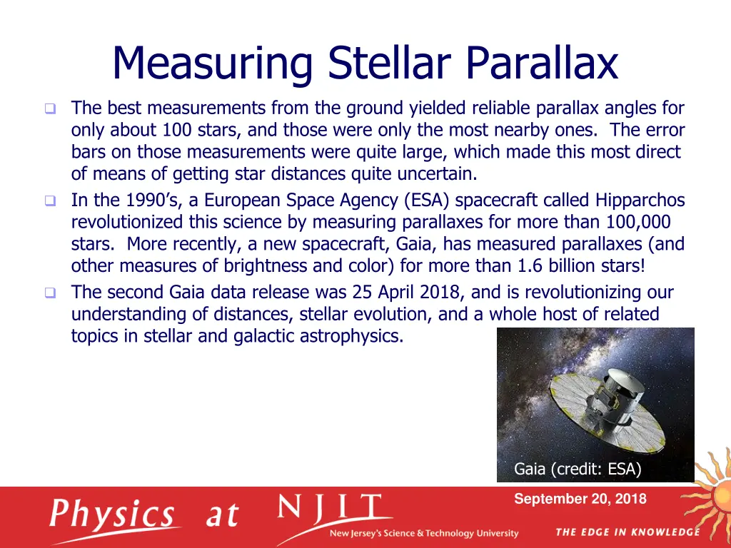 measuring stellar parallax