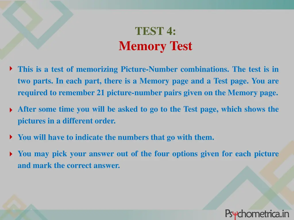 test 4 memory test