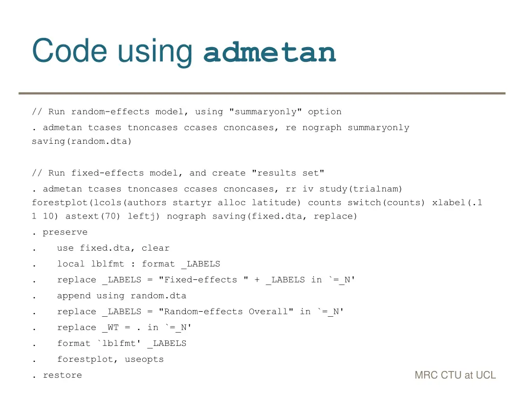 code using admetan