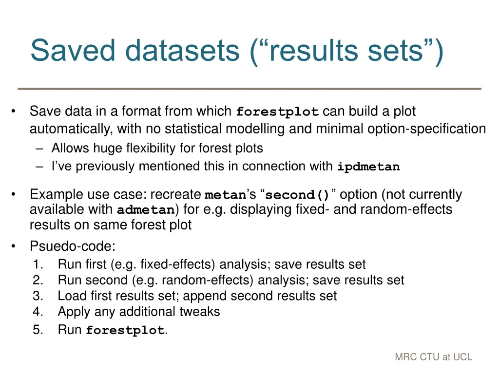 saved datasets results sets