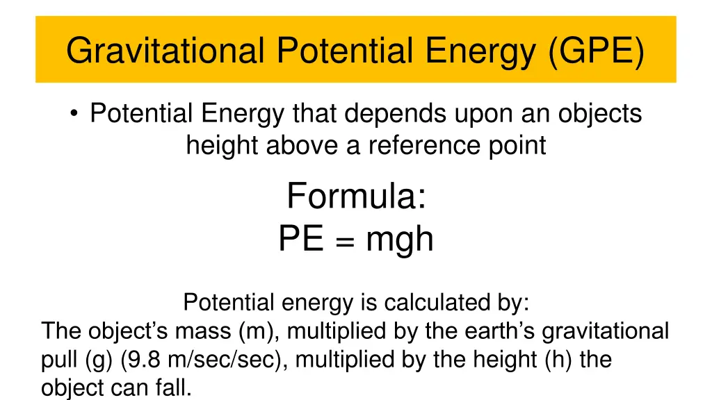 gravitational potential energy gpe