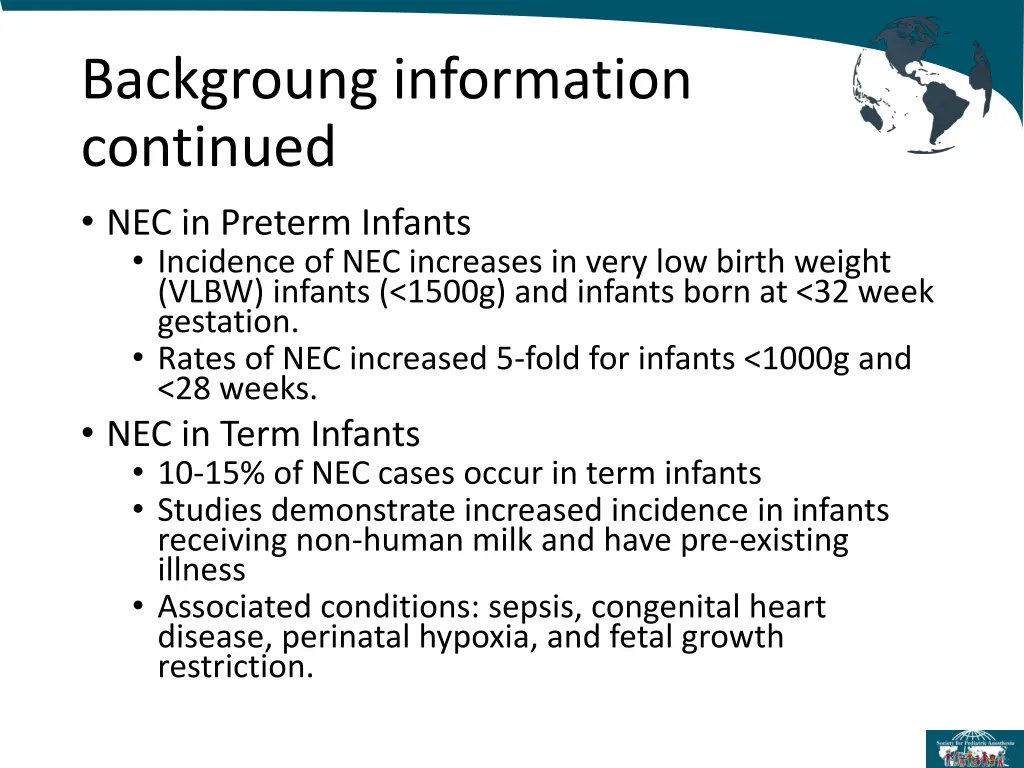 backgroung information continued nec in preterm