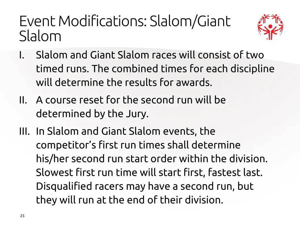 event modifications slalom giant slalom i slalom