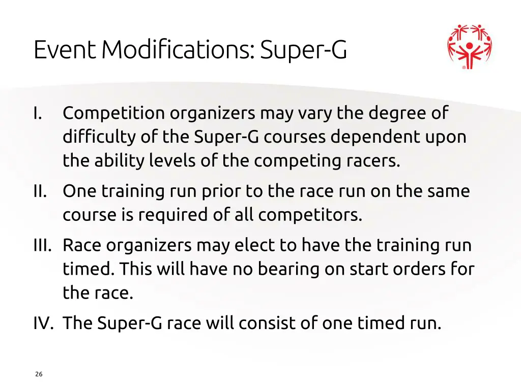 event modifications super g