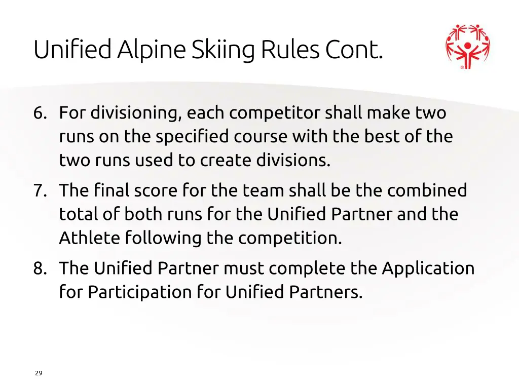 unified alpine skiing rules cont