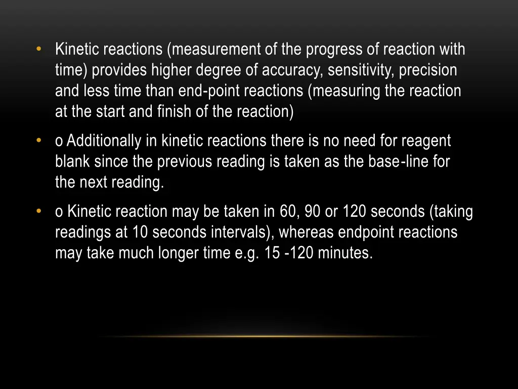 kinetic reactions measurement of the progress