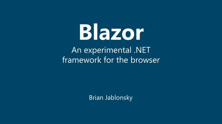 blazor an experimental net framework