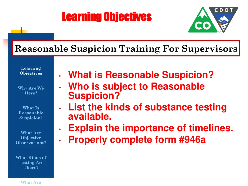 learning objectives learning objectives