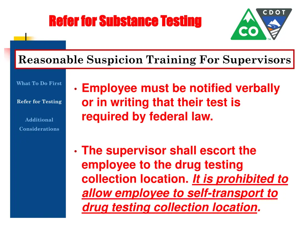 refer for substance testing refer for substance 1