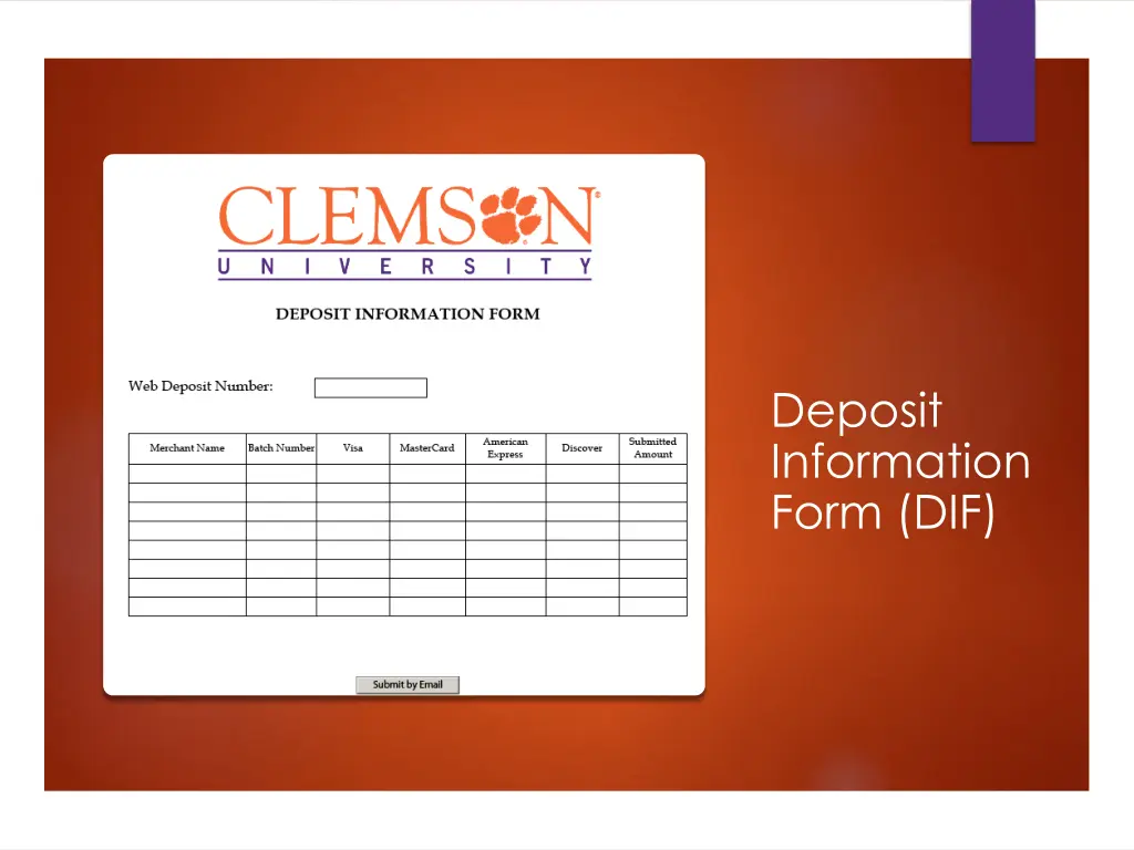 deposit information form dif