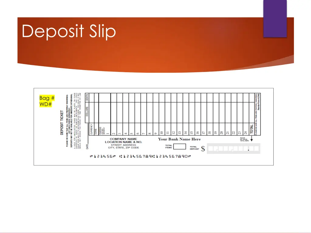 deposit slip