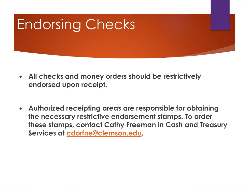 endorsing checks