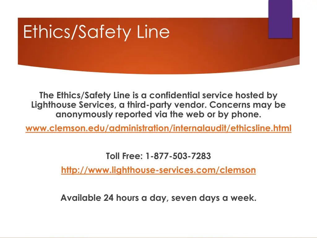 ethics safety line